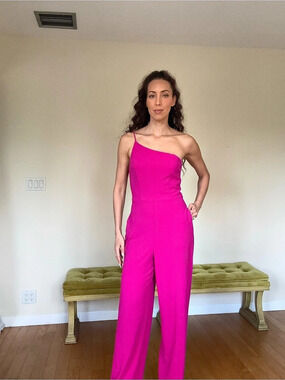 One-Shoulder Wide-Leg Jumpsuit in Pink